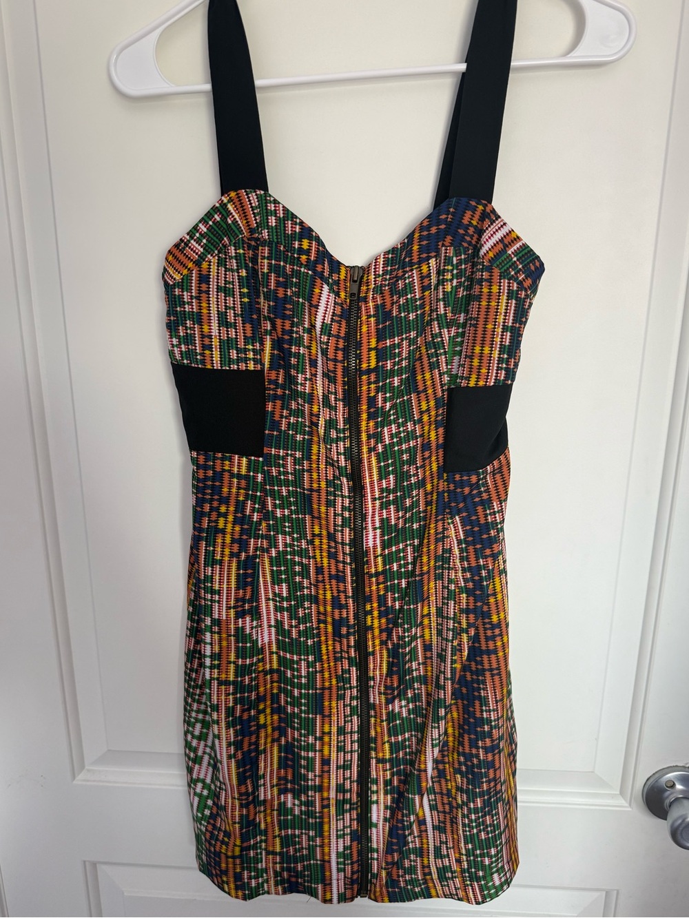 AKIRA multi-color zip-up mini dress